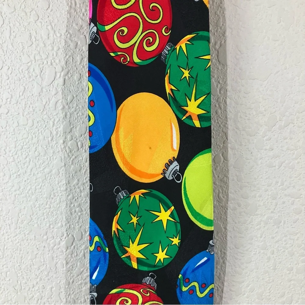 SILK Christmas Ties Bundle of 2 Colorful Holiday Festive Black Navy Office Party